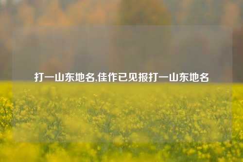 打一山东地名,佳作已见报打一山东地名