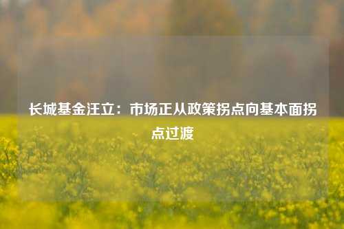 长城基金汪立：市场正从政策拐点向基本面拐点过渡