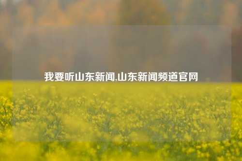 我要听山东新闻,山东新闻频道官网