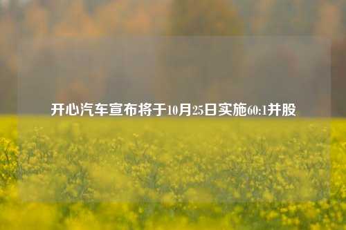 开心汽车宣布将于10月25日实施60:1并股