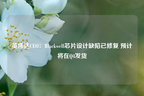 英伟达CEO：Blackwell芯片设计缺陷已修复 预计将在Q4发货