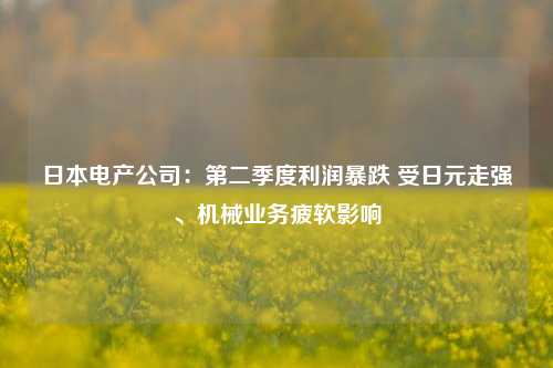 日本电产公司：第二季度利润暴跌 受日元走强、机械业务疲软影响