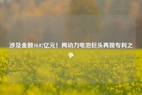 涉及金额10.07亿元！两动力电池巨头再现专利之争