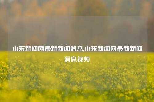 山东新闻网最新新闻消息,山东新闻网最新新闻消息视频