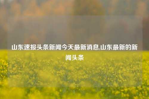 山东速报头条新闻今天最新消息,山东最新的新闻头条