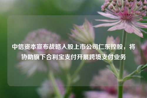 中信资本宣布战略入股上市公司仁东控股，将协助旗下合利宝支付开展跨境支付业务