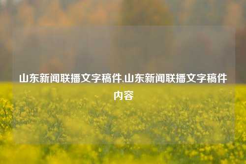 山东新闻联播文字稿件,山东新闻联播文字稿件内容