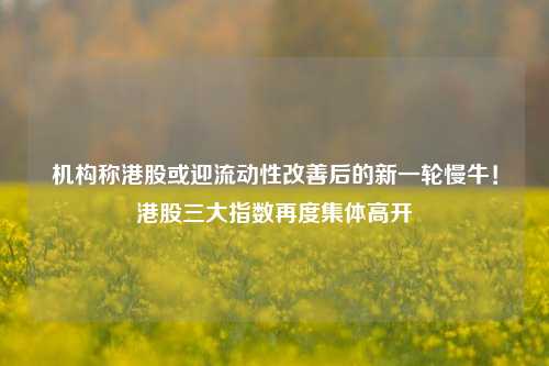 机构称港股或迎流动性改善后的新一轮慢牛！港股三大指数再度集体高开