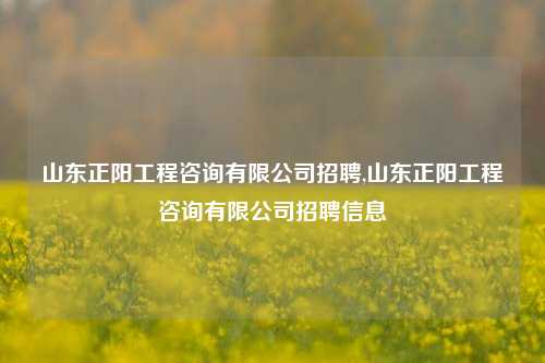 山东正阳工程咨询有限公司招聘,山东正阳工程咨询有限公司招聘信息