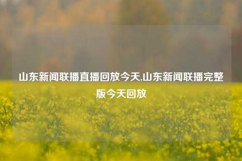 山东新闻联播直播回放今天,山东新闻联播完整版今天回放