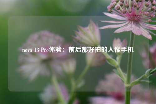 nova 13 Pro体验：前后都好拍的人像手机