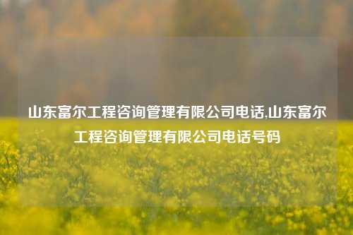 山东富尔工程咨询管理有限公司电话,山东富尔工程咨询管理有限公司电话号码