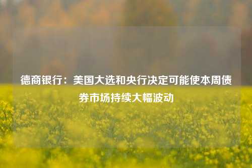 德商银行：美国大选和央行决定可能使本周债券市场持续大幅波动