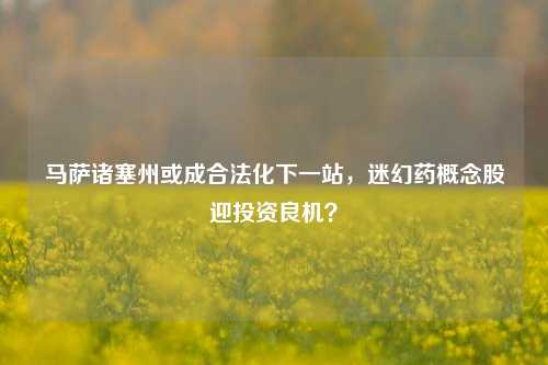 马萨诸塞州或成合法化下一站，迷幻药概念股迎投资良机？