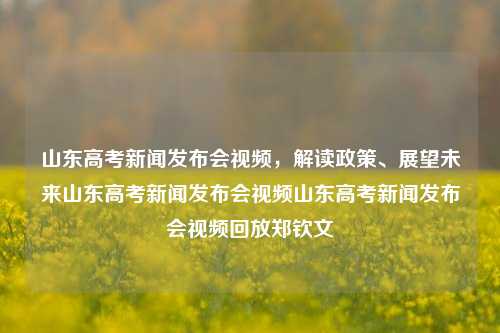 山东高考新闻发布会视频，解读政策、展望未来山东高考新闻发布会视频山东高考新闻发布会视频回放郑钦文