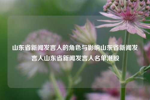 山东省新闻发言人的角色与影响山东省新闻发言人山东省新闻发言人名单港股