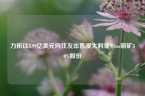 力拓以3.99亿美元向住友出售澳大利亚Winu铜矿30%股份