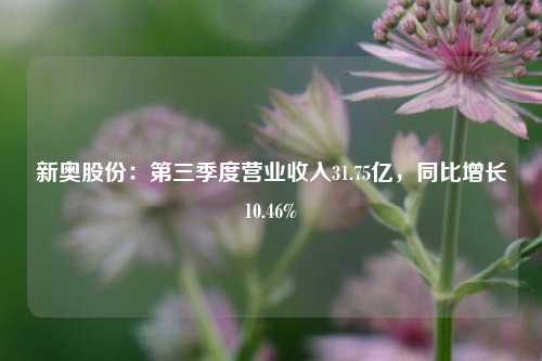 新奥股份：第三季度营业收入31.75亿，同比增长10.46%