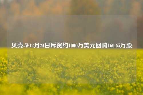 贝壳-W12月24日斥资约1000万美元回购160.65万股