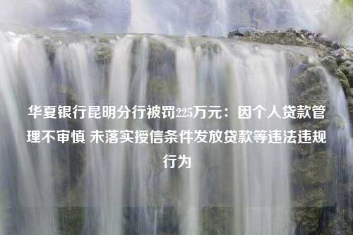 华夏银行昆明分行被罚225万元：因个人贷款管理不审慎 未落实授信条件发放贷款等违法违规行为